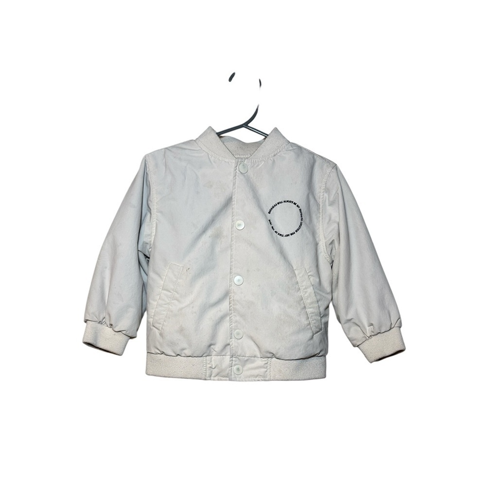 Zara Toddler Boy Cream Snap Closure Bomber Jacket Size 18-24 Months